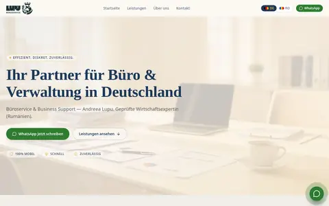 Screenshot der Website Andreea Lupu (bueroservice-lupu.de)