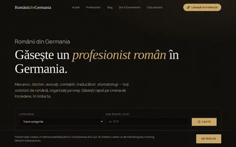 Screenshot der Website Românii din Germania (romaniidingermania.de)