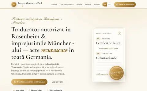 Screenshot der Website Ioana-Alexandra Paul (traduceri-autorizate.de)