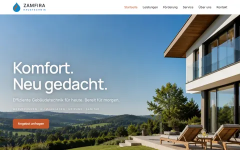 Screenshot der Website ZAMFIRA Haustechnik (zamfira-haustechnik.de)